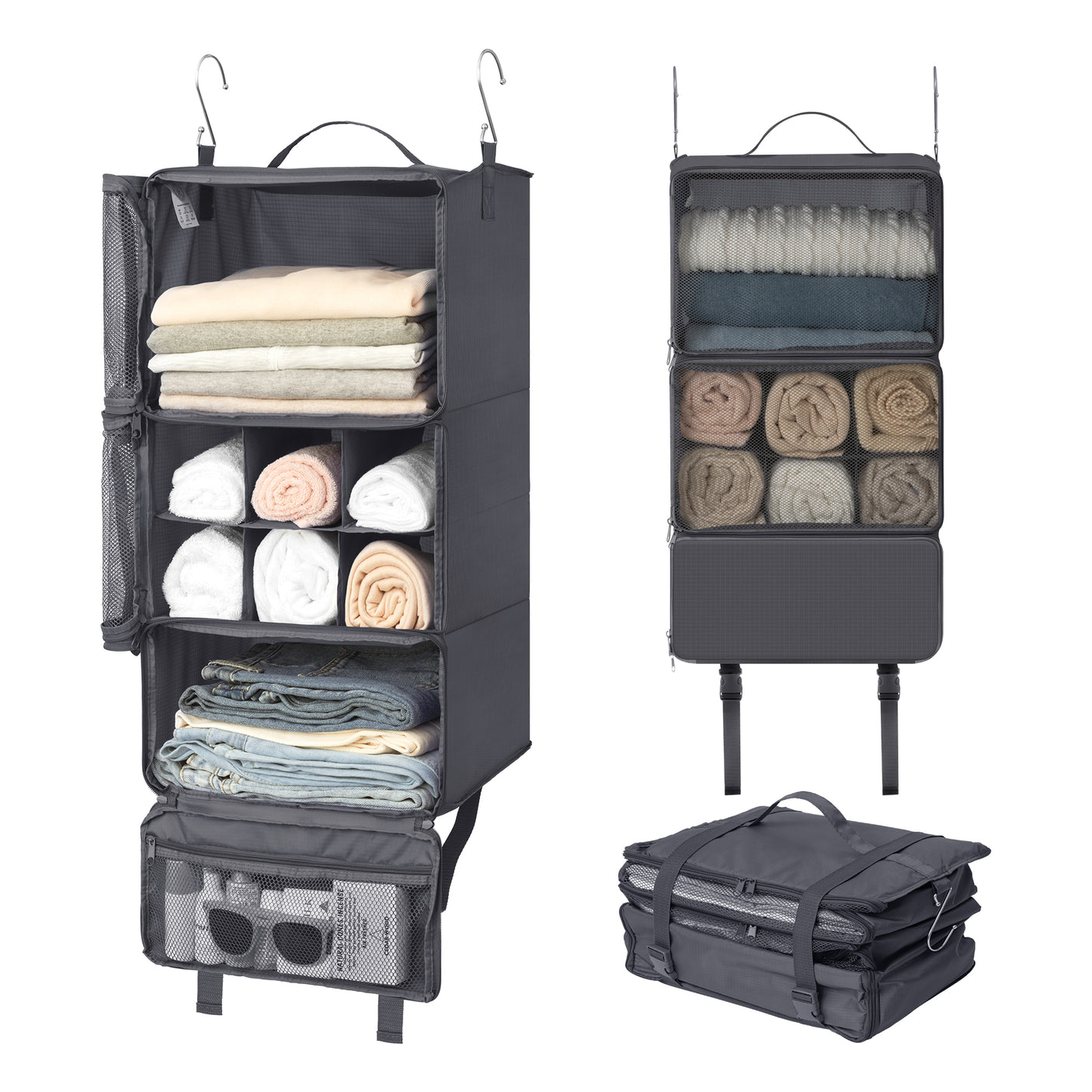Granny‘s Grey Series - 3-Shelf Portable Hanging Packing Organizer