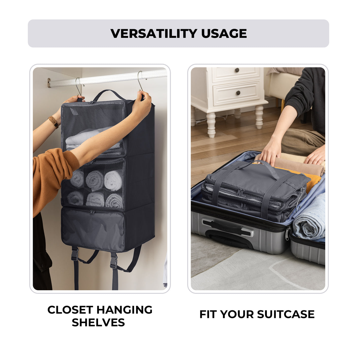 Granny‘s Grey Series - 3-Shelf Portable Hanging Packing Organizer