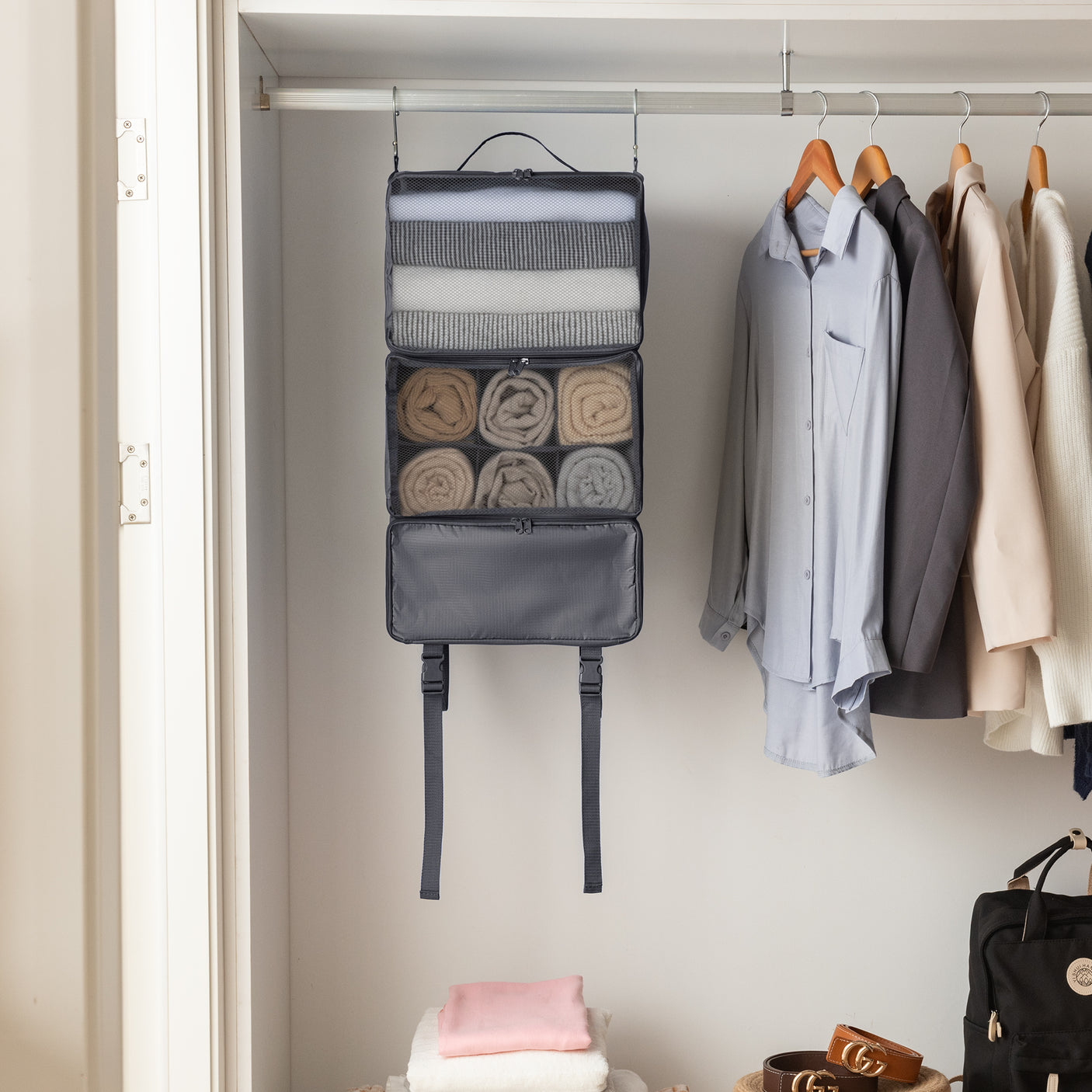 Granny‘s Grey Series - 3-Shelf Portable Hanging Packing Organizer