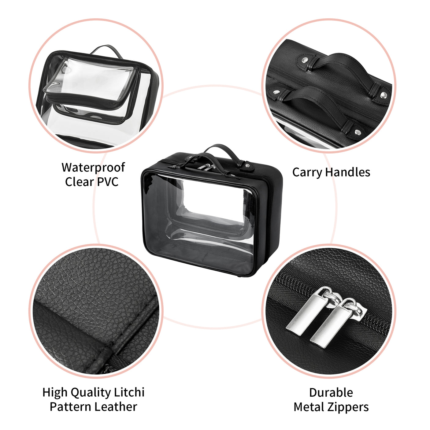 Granny’s Black Series - TSA Approved Clear Makeup Bag for 2 Size