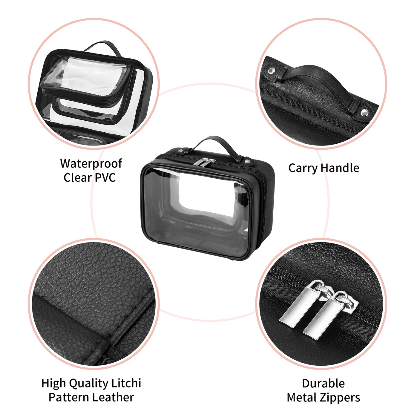 Granny’s Black Series - TSA Approved Clear Makeup Bag for 2 Size