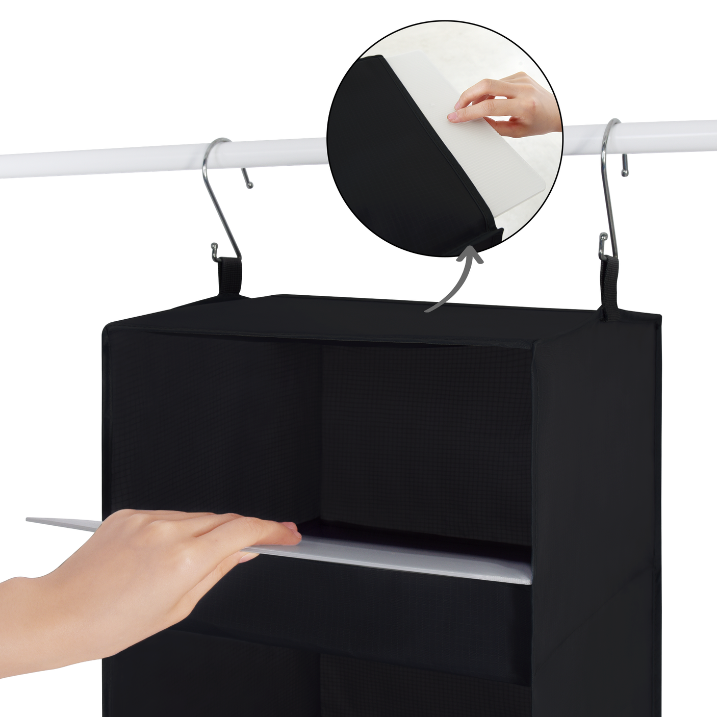 ๐3-Shelf Hanging Closet Organizer