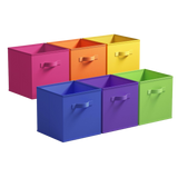 6-Pack 11 Inch Rainbow Colorful Cube Storage Bins