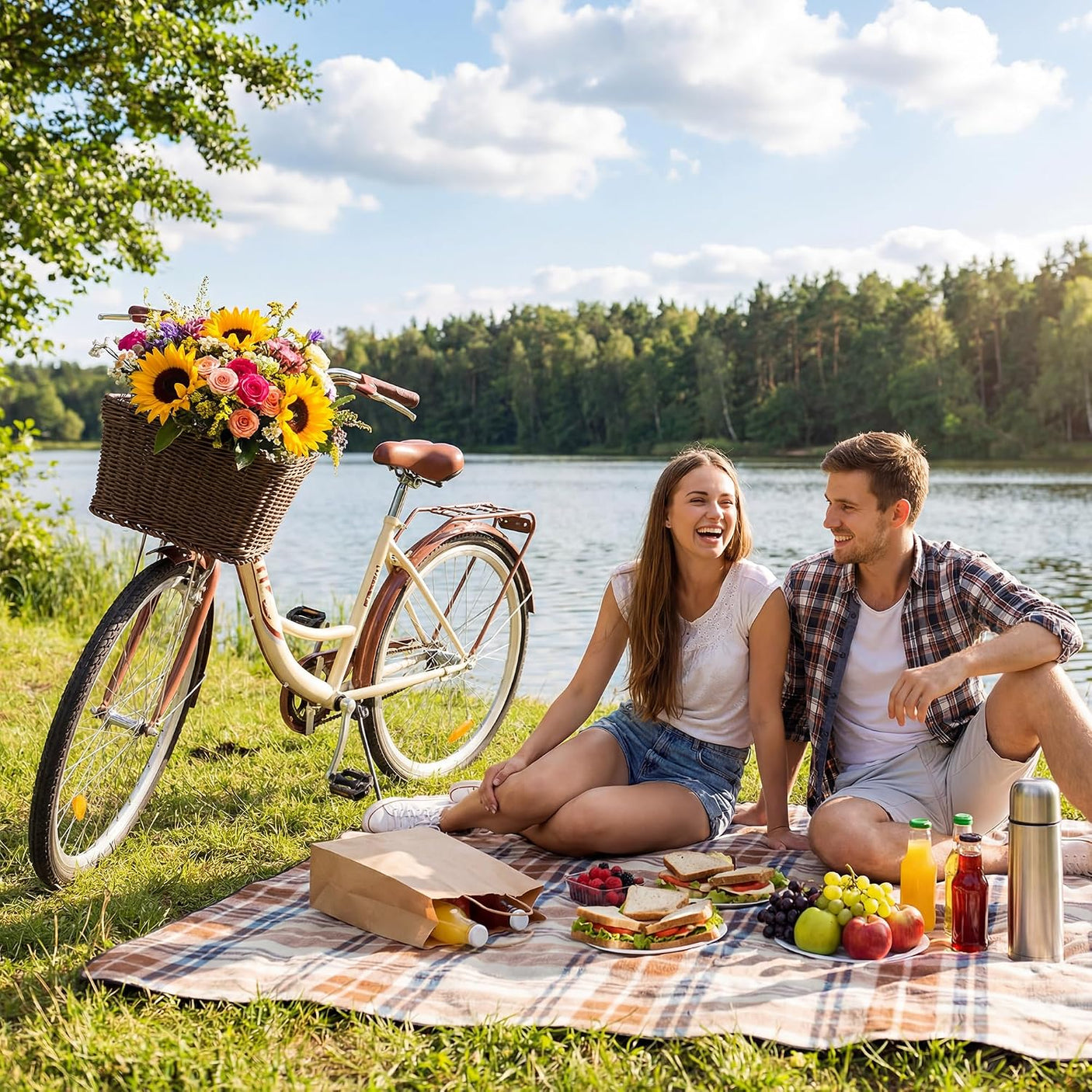 Wicker Basket for Bike, Brown