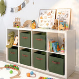 Storage Cubes with Leather Handles, 11 Inch, 6-Pack, Dark Green