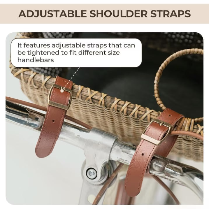 GRANNY SAYS Bike Basket, Front Wicker Handlebar Basket with Cup Holder for Adults Commuting & Errands, Dark Brown