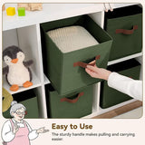 Storage Cubes with Leather Handles, 11 Inch, 6-Pack, Dark Green