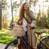 GRANNY SAYS Bike Basket, Front Wicker Handlebar Basket with Cup Holder for Adults Commuting & Errands, Dark Brown