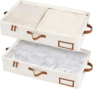 Underbed Storage Box With Zippers, Underbed Storage Clothes Organizer With Sturdy Structure, 2 pack