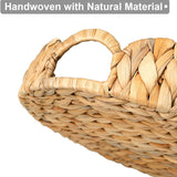 Wicker Scalloped Edge Serving Tray, Rectangle Tray with Built-in Handles, Hand-Woven Scalloped Rattan Tray, Wicker Trays for Décor