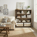GRANNY SAYS Collapsible Fabric Storage Bins with Lids, Two-Tone White Top & Brown Bottom Closet Organizer Boxes, 2-Pack