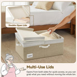 GRANNY SAYS Collapsible Fabric Storage Bins with Lids, Two-Tone White Top & Brown Bottom Closet Organizer Boxes, 2-Pack
