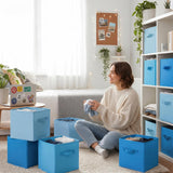 GRANNY SAYS Set of 6 Cube Storage Bins, 11 Inch Foldable Fabric Baskets, Coastal Blue Gradient for Closet