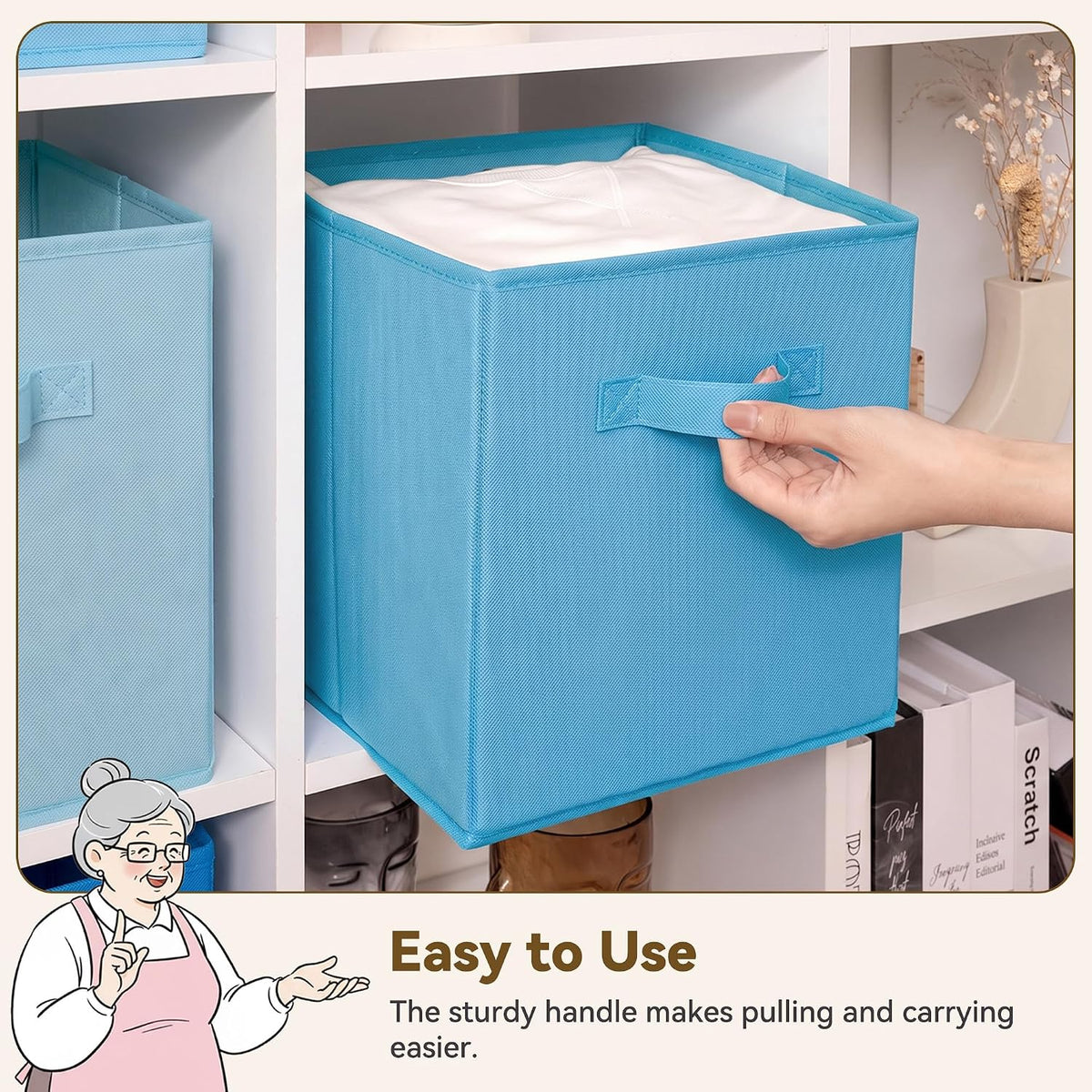 GRANNY SAYS Set of 6 Cube Storage Bins, 11 Inch Foldable Fabric Baskets, Coastal Blue Gradient for Closet