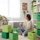 GRANNY SAYS Set of 6 Cube Storage Bins, 11 Inch Foldable Fabric Baskets, Forest Green Gradient for Closet & Kitchen Organizing