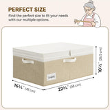 GRANNY SAYS Collapsible Fabric Storage Bins with Lids, Two-Tone White Top & Brown Bottom Closet Organizer Boxes, 2-Pack
