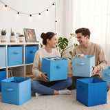 GRANNY SAYS Set of 6 Cube Storage Bins, 11 Inch Foldable Fabric Baskets, Coastal Blue Gradient for Closet