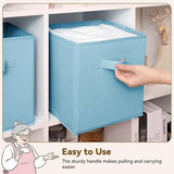 11 Inch Cube Storage Bins with Handles, 6-Pack, Blue