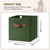 Storage Cubes with Leather Handles, 11 Inch, 6-Pack, Dark Green