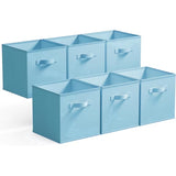 11 Inch Cube Storage Bins with Handles, 6-Pack, Blue