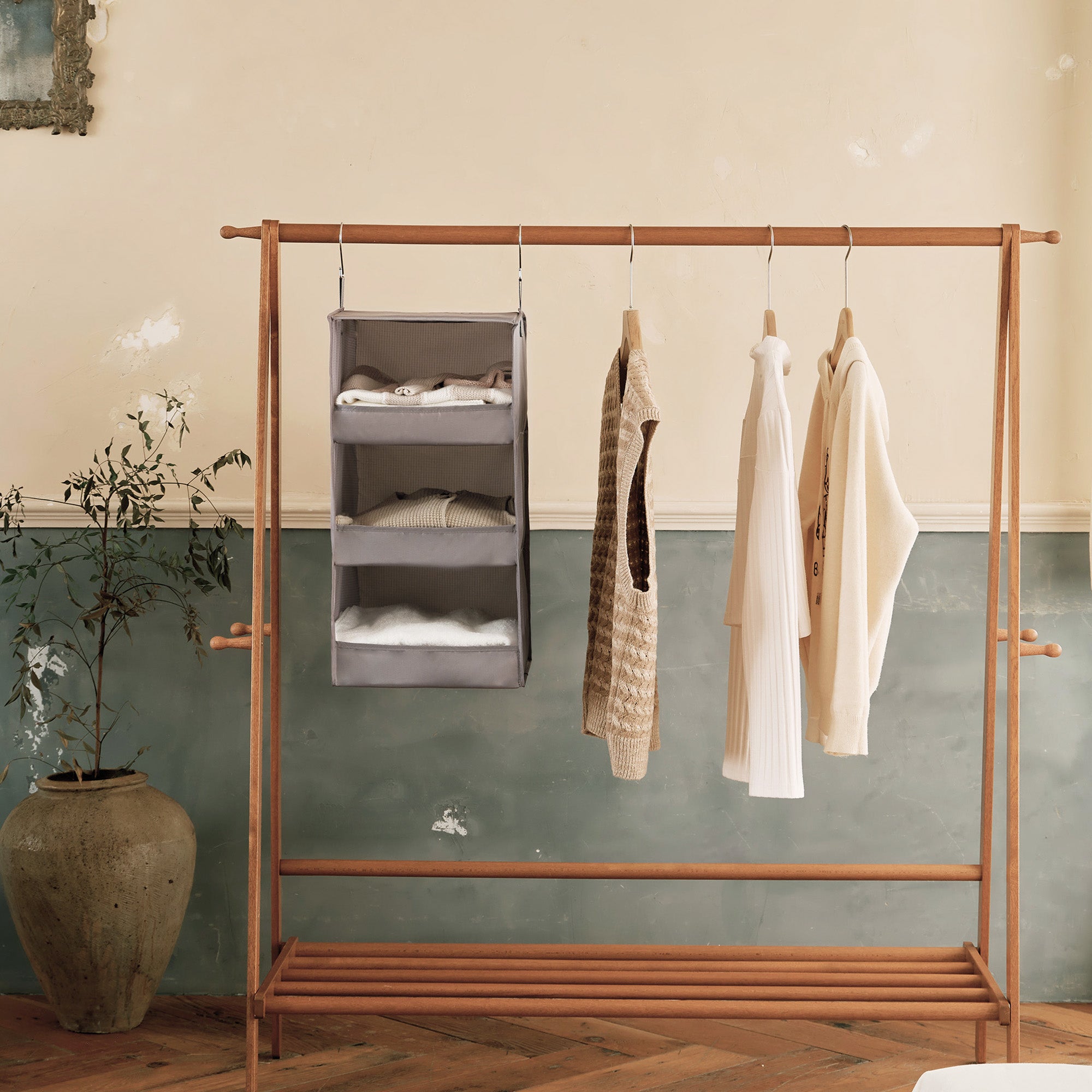 3-Shelf Collapsible Hanging Closet Organizer