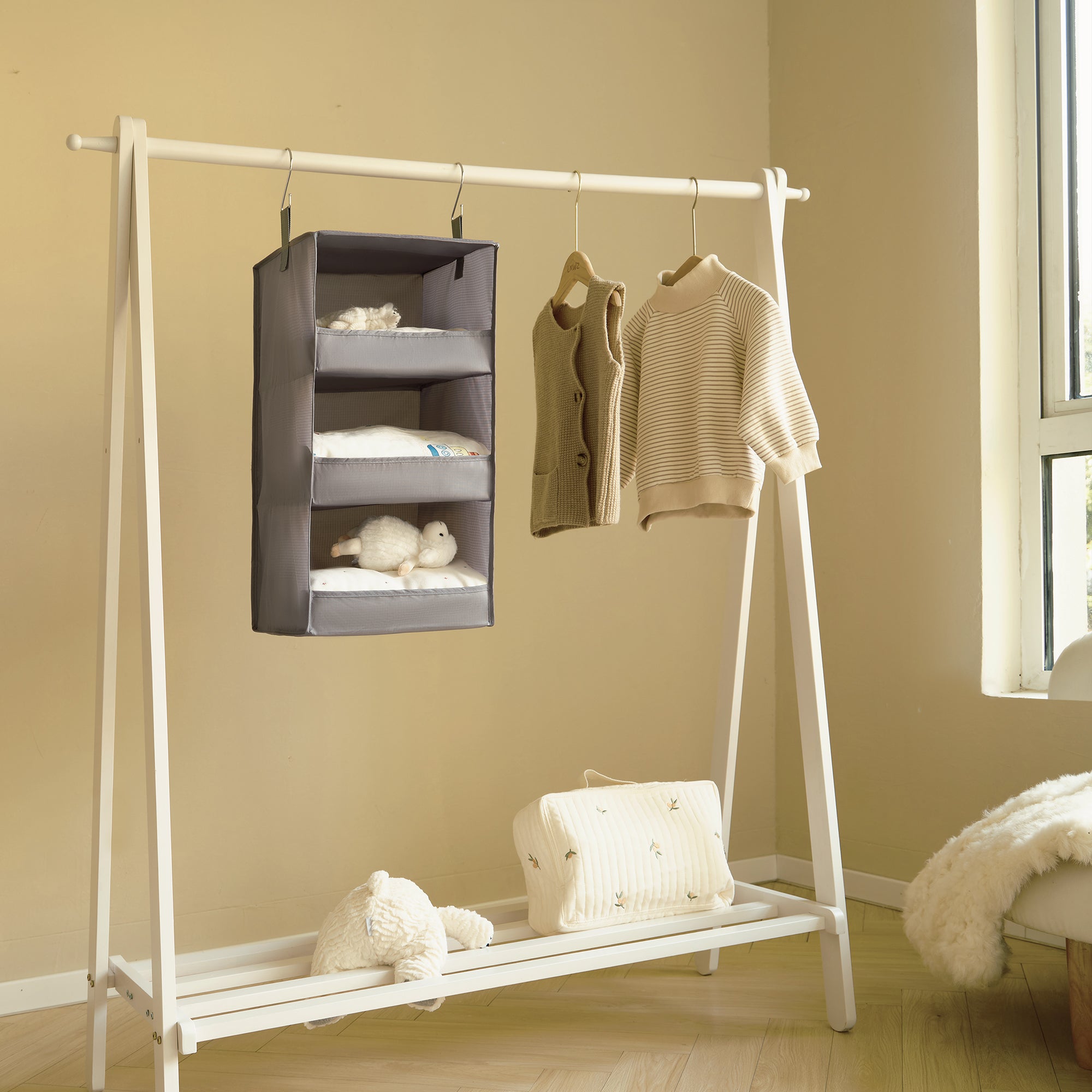 3-Shelf Collapsible Hanging Closet Organizer