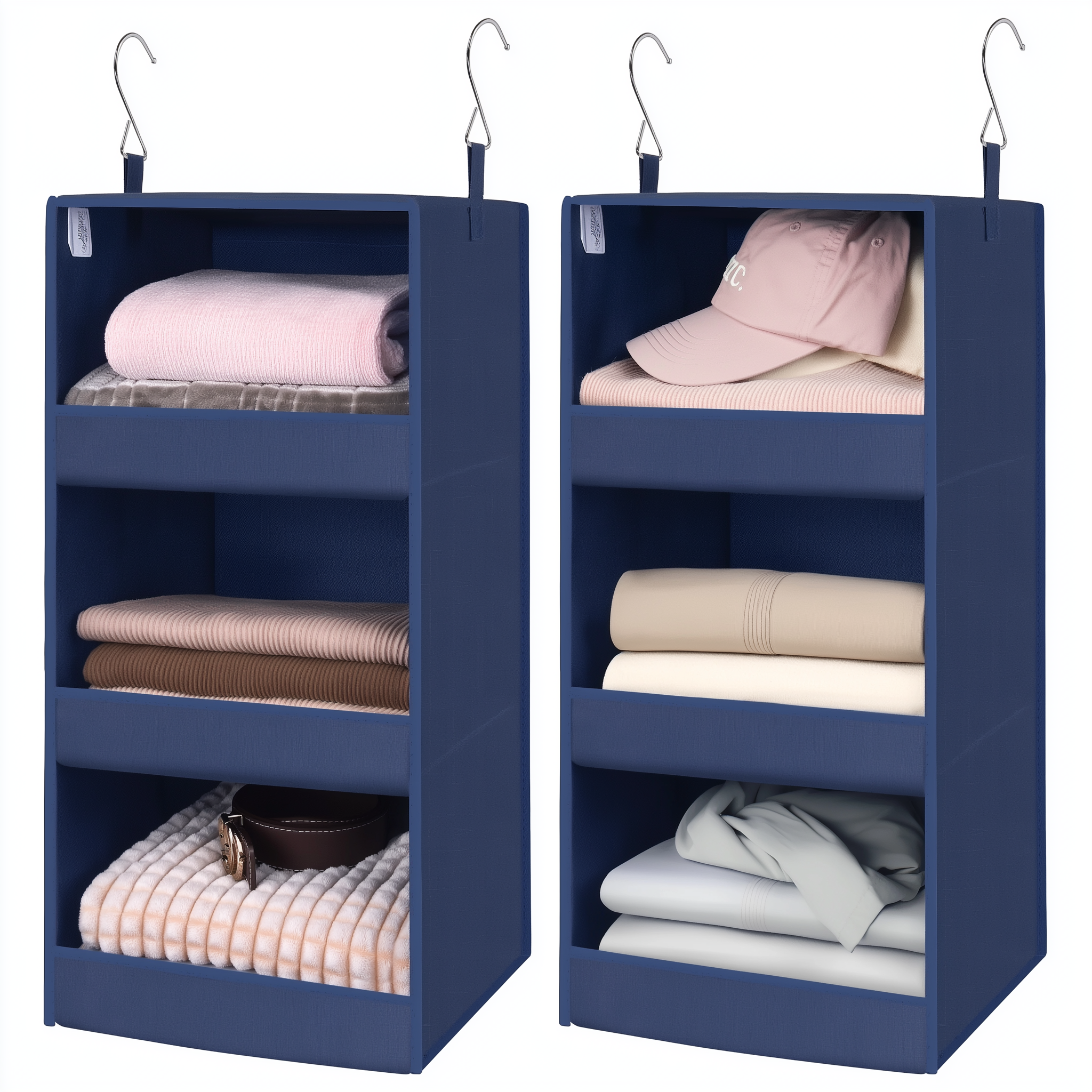 3-Shelf Foldable Hanging Shelves, 2 Pack