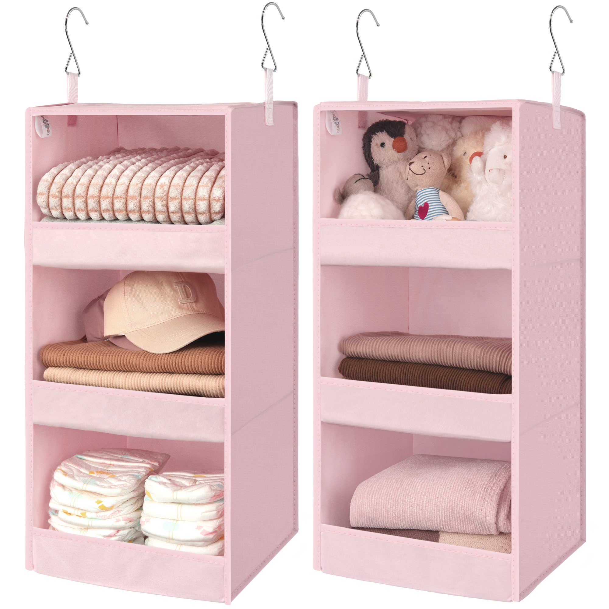 3-Shelf Foldable Hanging Shelves, 2 Pack