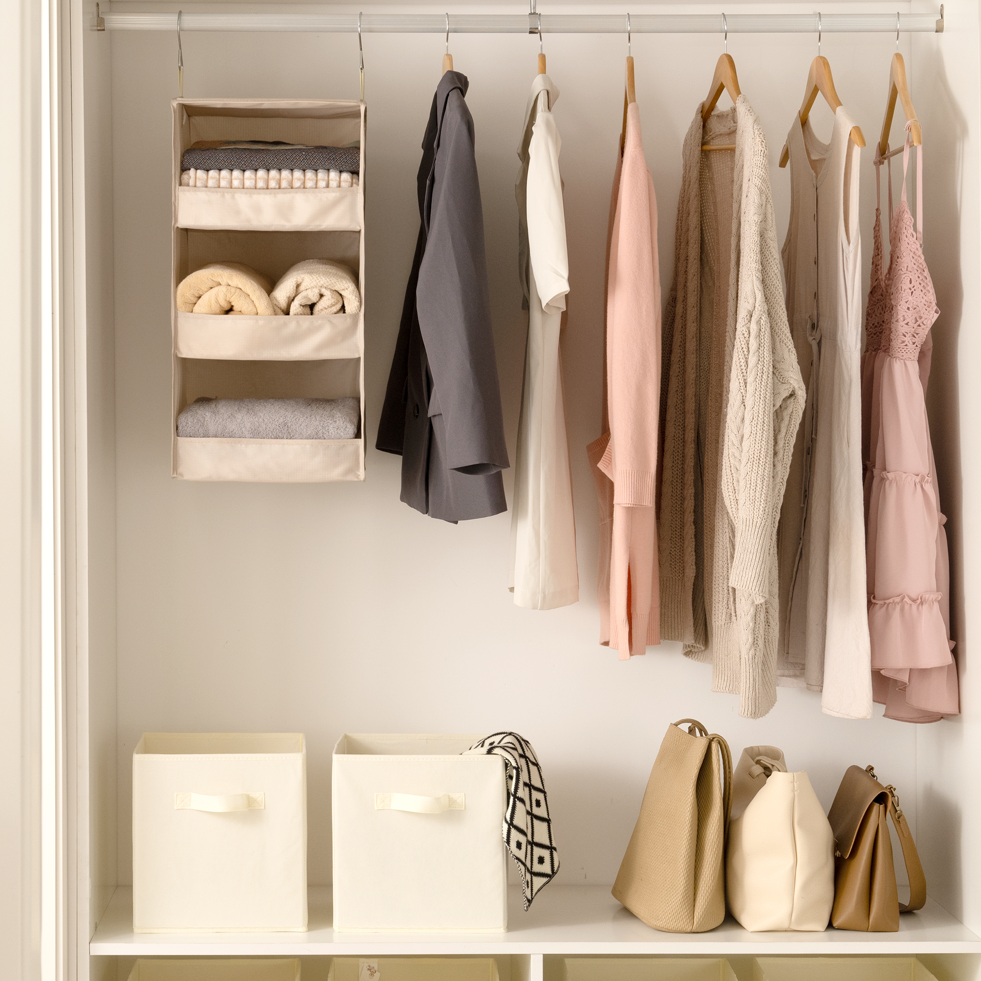 3-Shelf Collapsible Hanging Closet Organizer