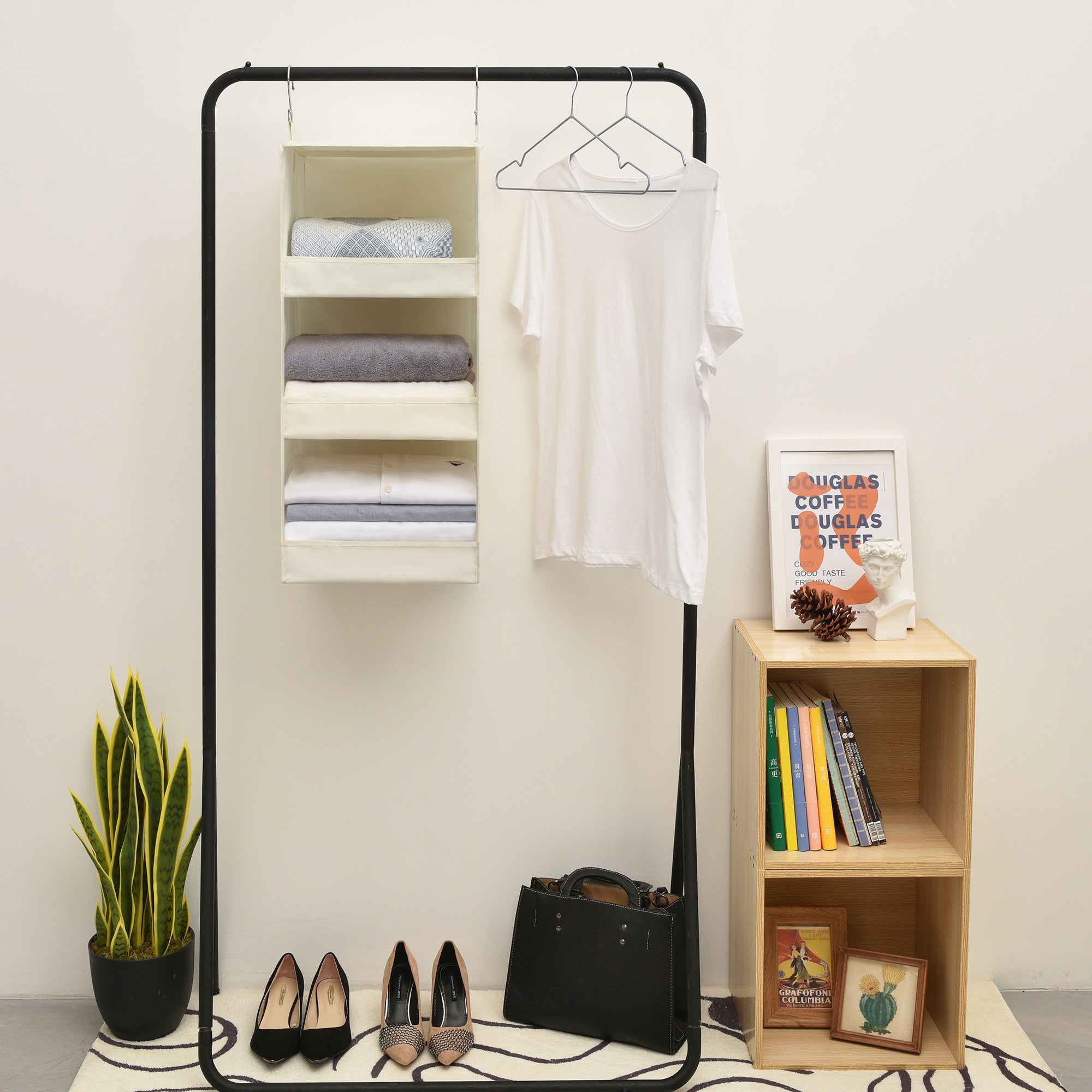 3-Shelf Collapsible Hanging Closet Organizer