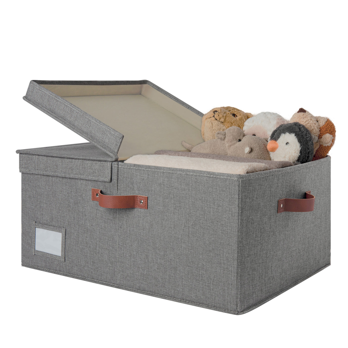 Jumbo Fabric Storage Bin with Double-open Lid