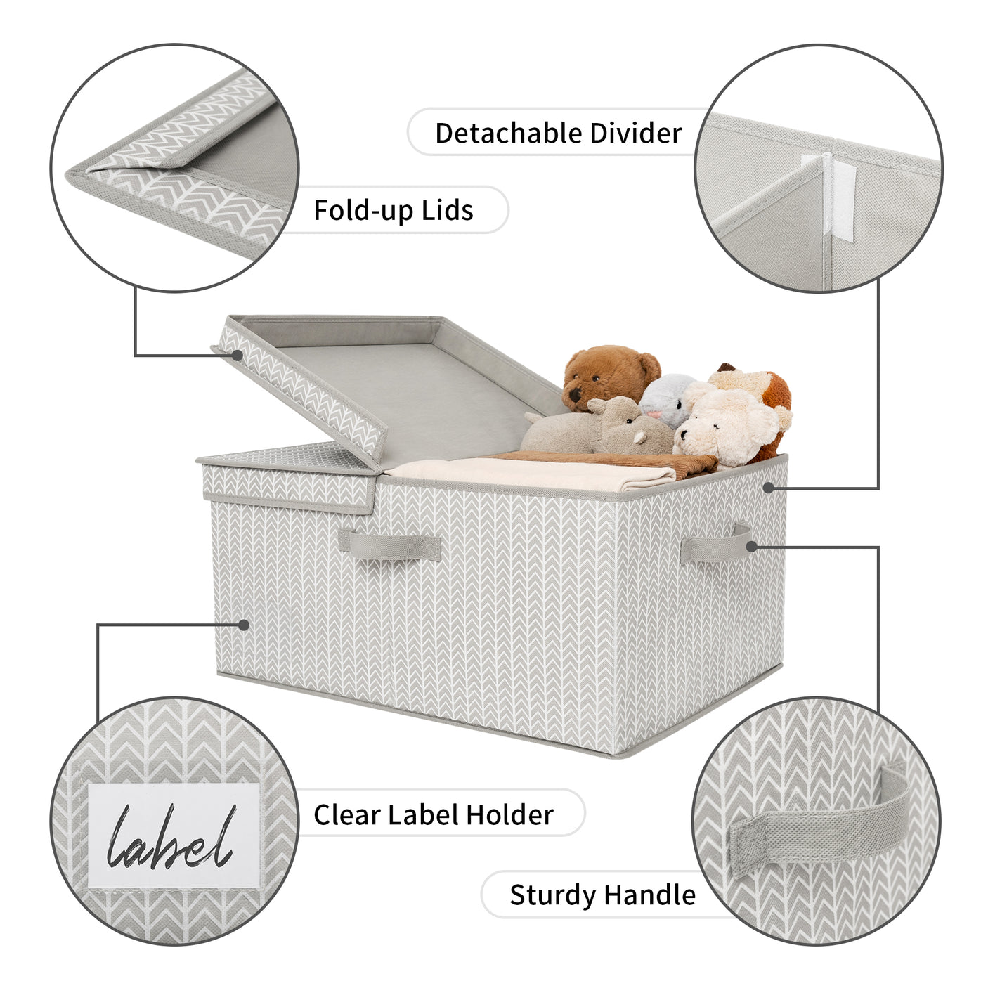 Jumbo Fabric Storage Bin with Double-open Lid