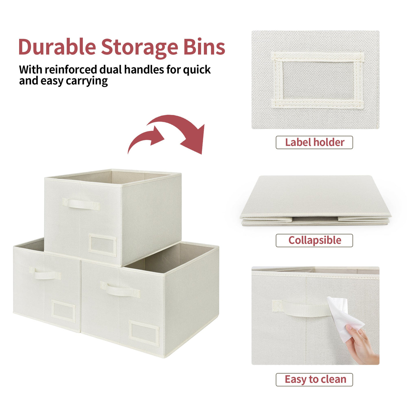 Lidless Fabric Storage Bin with Label Holder