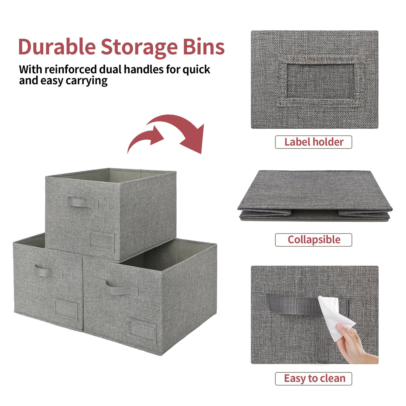 Lidless Fabric Storage Bin with Label Holder