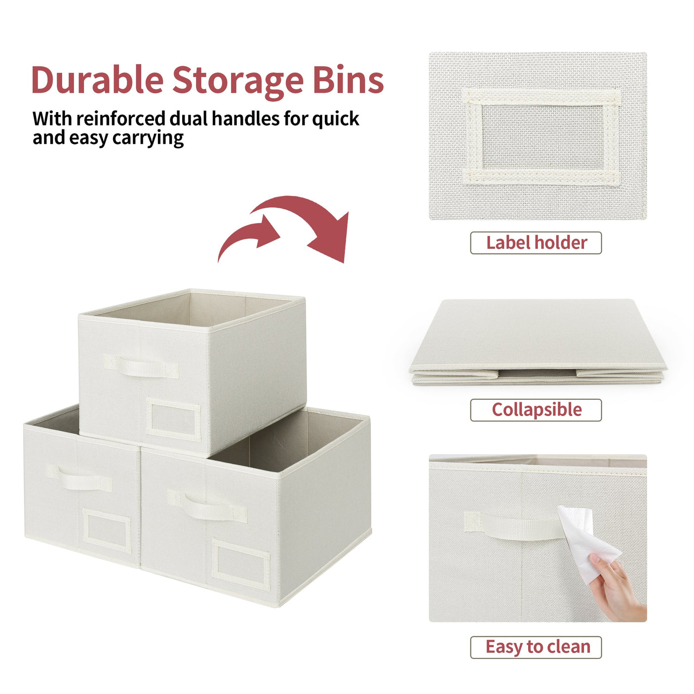 Lidless Fabric Storage Bin with Label Holder