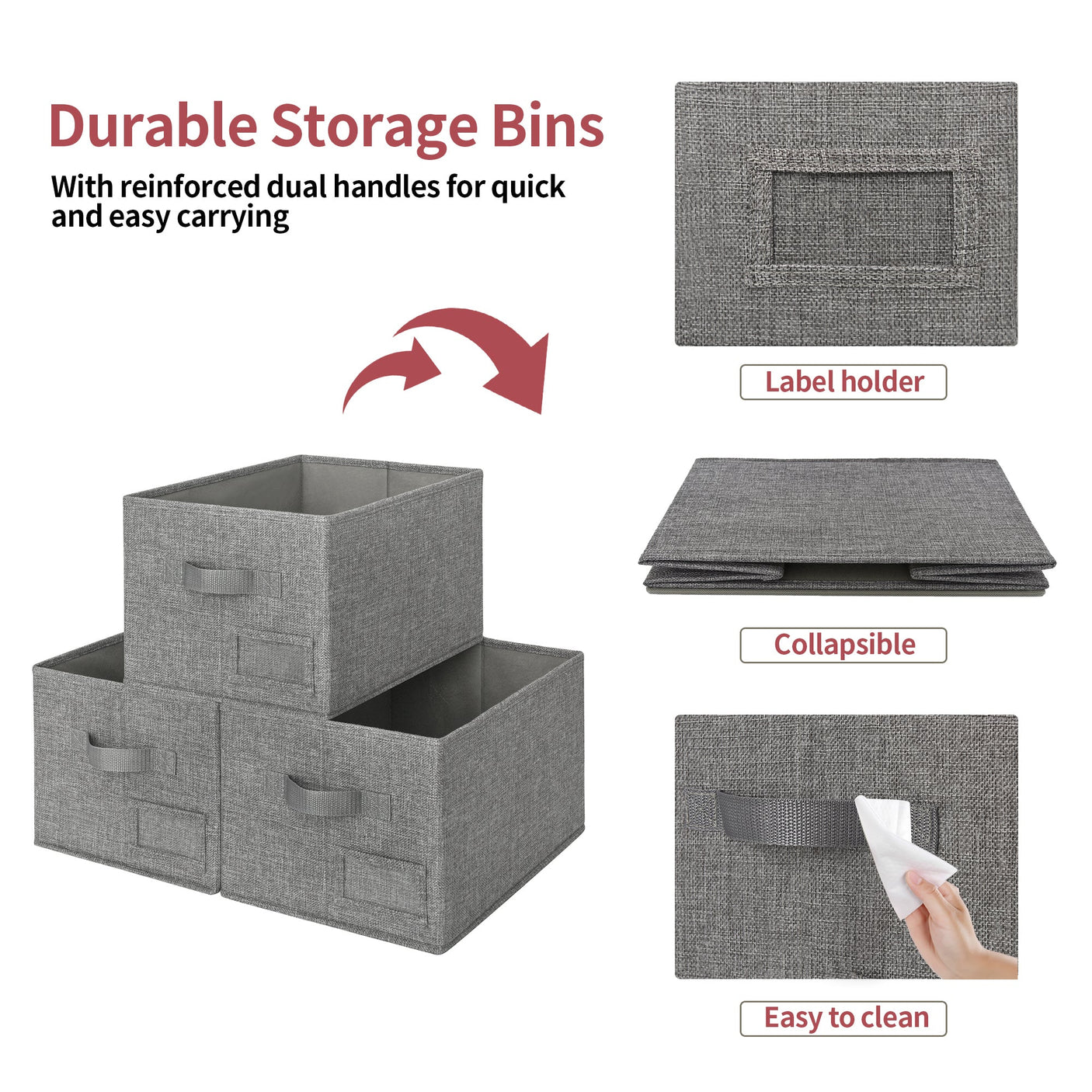 Lidless Fabric Storage Bin with Label Holder