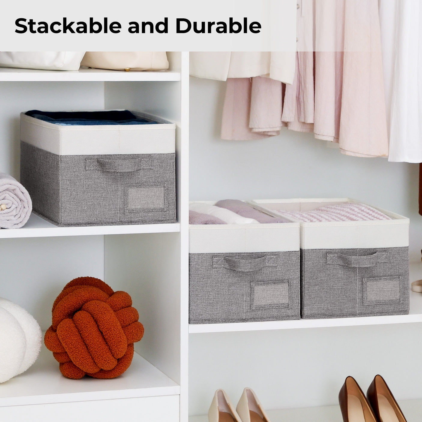 Granny's Colorful Series - 3 Pcs Fabric Storage Bins for 2 Sizes & 3 Color