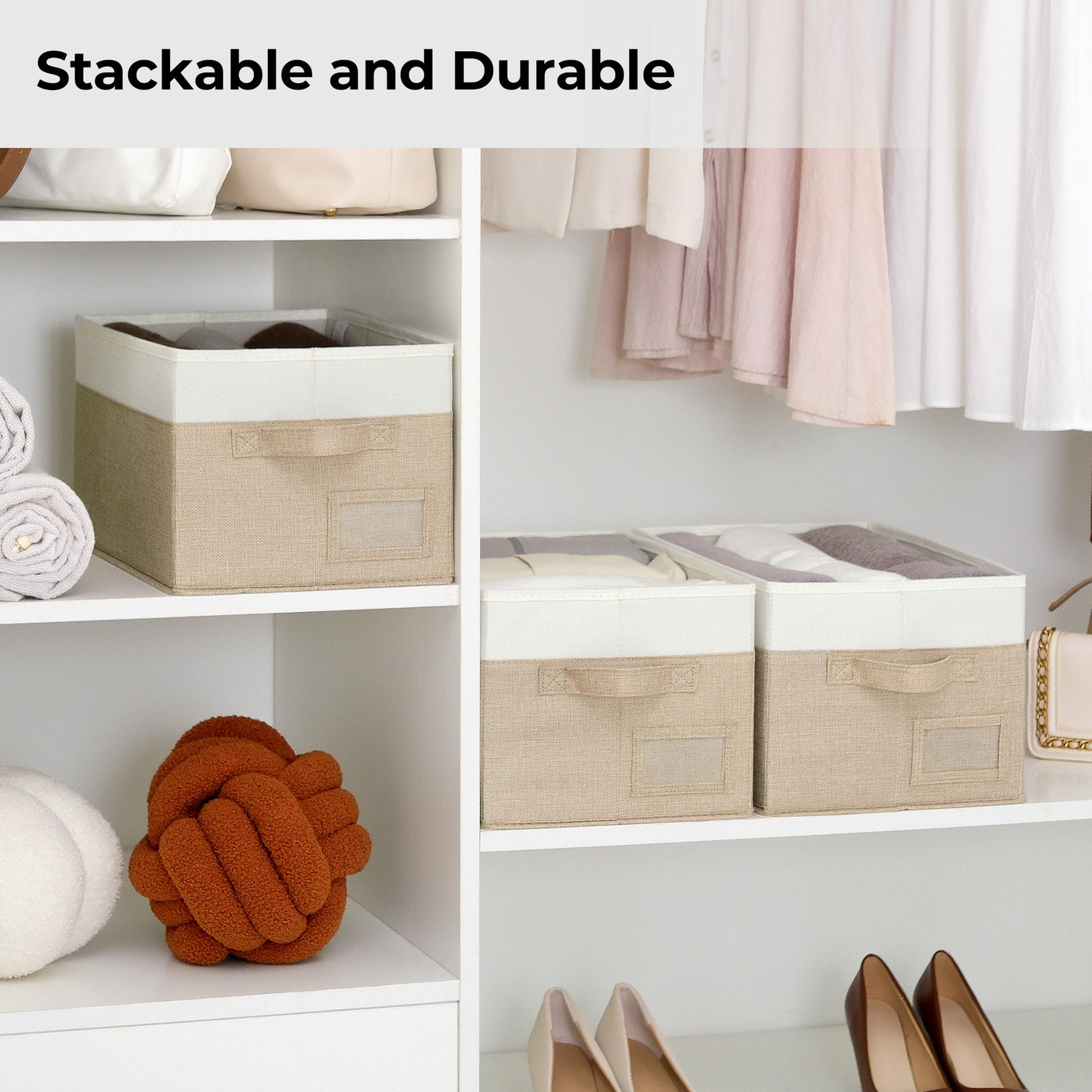 Granny's Colorful Series - 3 Pcs Fabric Storage Bins for 2 Sizes & 3 Color