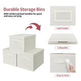 Fabric Storage Bins with Lids and Label Holder