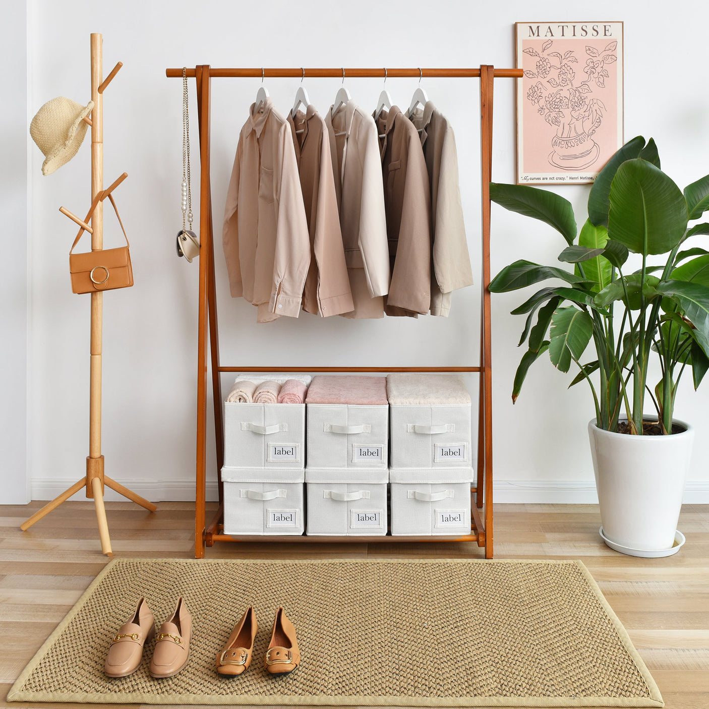 Fabric Storage Bins with Lids and Label Holder