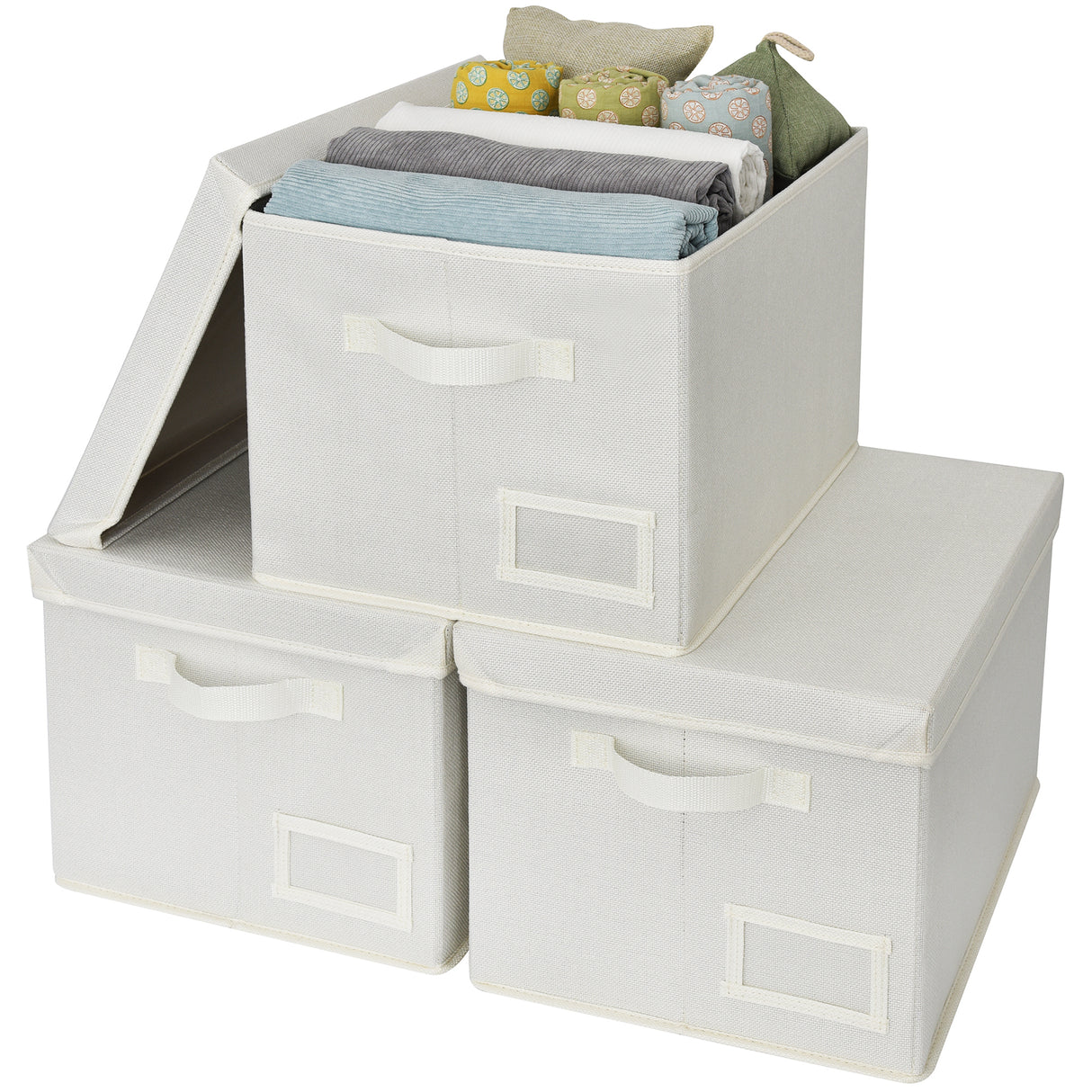 🍀Fabric Storage Bins with Lids, Pack of 3