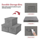 Fabric Storage Bins with Lids and Label Holder