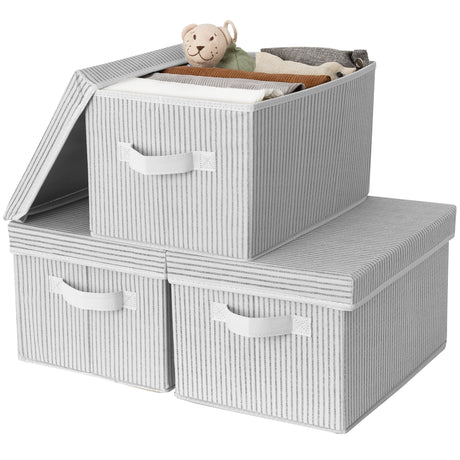 Fabric Storage Bins with Lids, 3 Pack