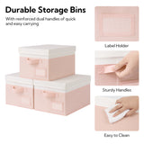 🍀Fabric Storage Bins with Lids for Organizing, Pack of 3