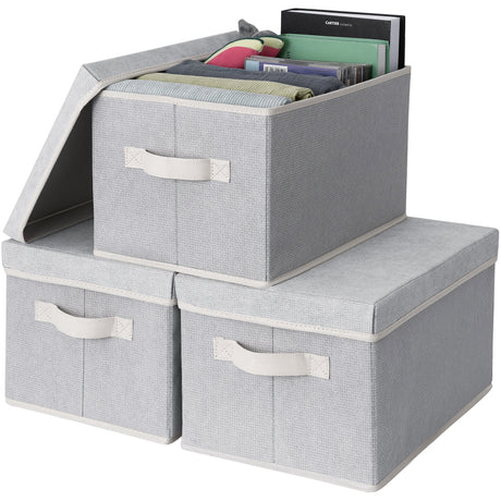 Fabric Storage Bins with Lids, 3 Pack