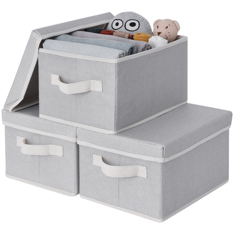 Fabric Storage Bins with Lids, 3 Pack