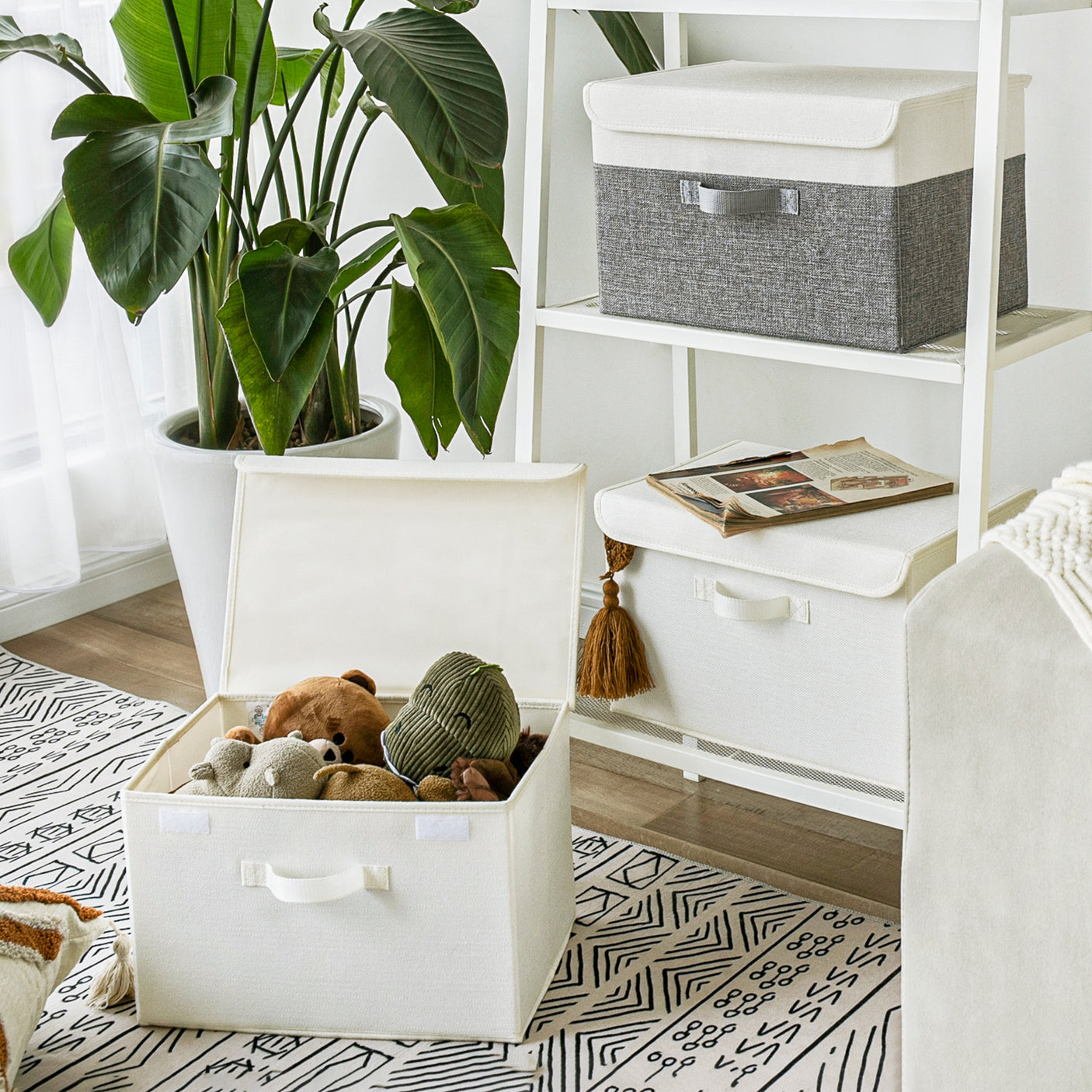 Storage Bins with Flip-up Lids