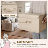 Fabric Storage Bins with Flip-Top Lid, Large, 2-Pack, Ivory White & Khaki