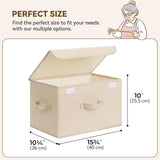 Fabric Storage Bins with Flip-Top Lid, Large, 2-Pack, Ivory White & Khaki