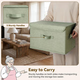 Fabric Storage Box with Flip-Top Lid, Large, 2-Pack, Sage Green & Dark Green